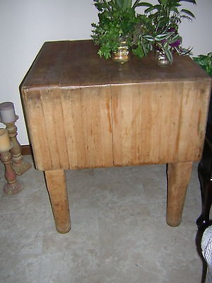 Vintage Antique Maple Butcher Block Dovetail Joints, Legs, Kitchen 