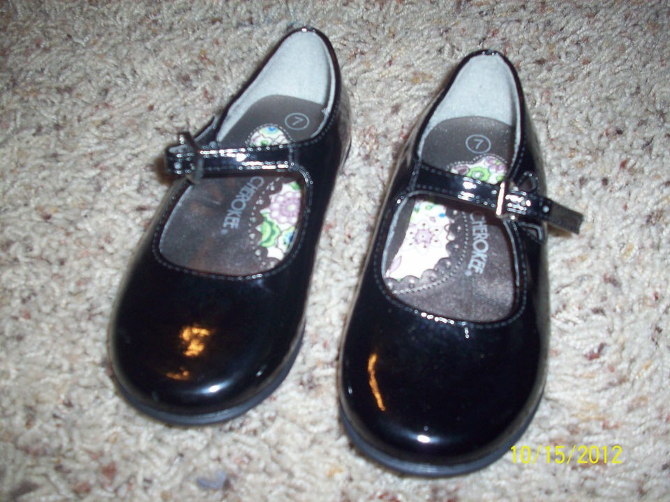 TODDLER GIRLS SIZE 7 BLACK CHEROKEE DRESS SHOES