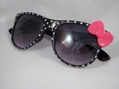   Kawaii HELLO KITTY Vintage Buddy NERD Wayfarer Clear Glasses w/ Bow