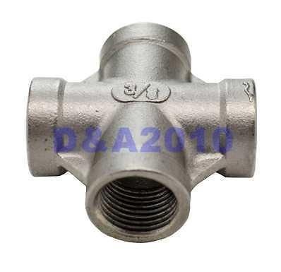 Stainless Steel Pipe Fitting 3/8 Thread 4 Way Female Cross Coupling 