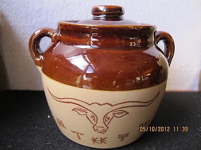 Western Stoneware Bean Pot Texas Longhorn BQ Perfect W 