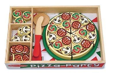 NEW Melissa & Doug Pizza Party Wooden Play Food Set #167 FREE 