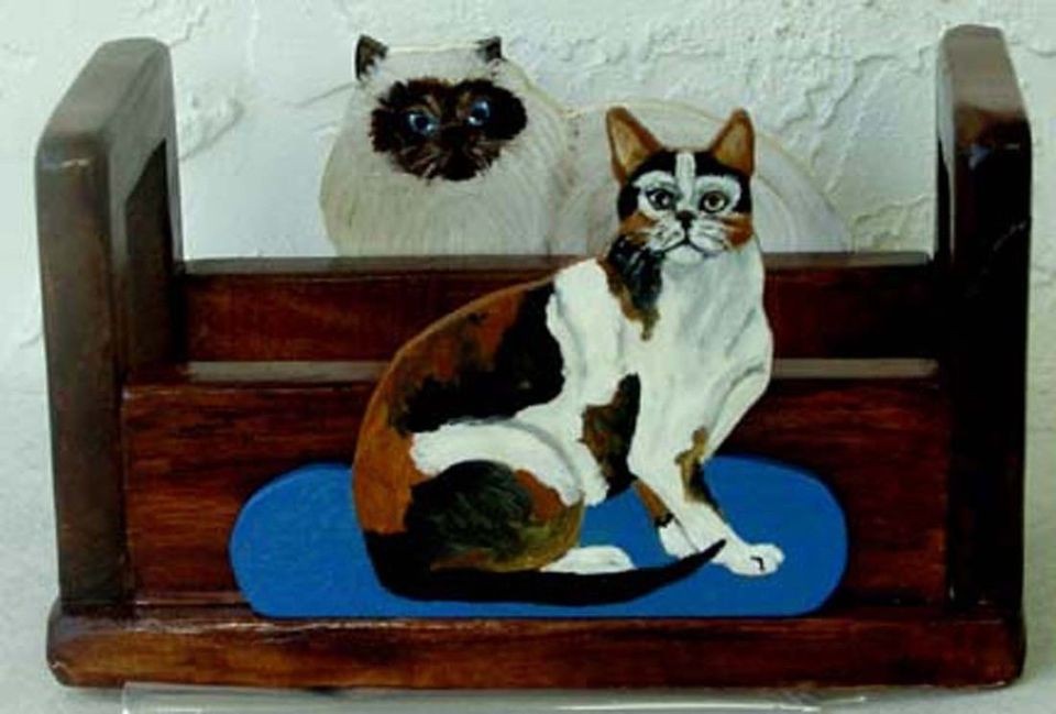 425 CALICO OR HIMALAYAN CAT HAND PAINTED NAPKIN HOLDER