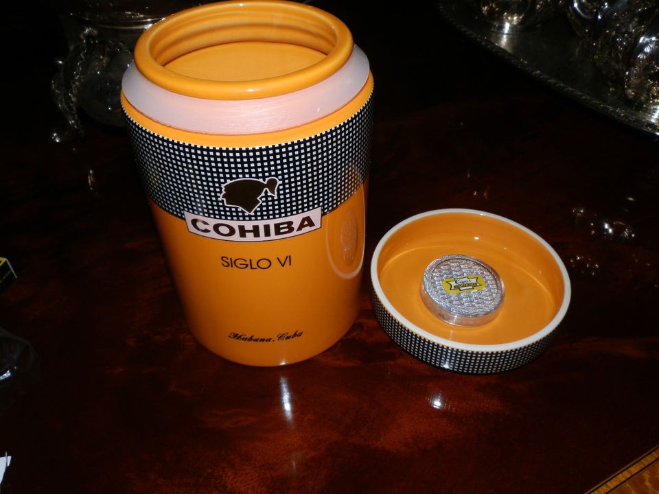 GORGEOUS PORCELAIN COHIBA SIGLO VI CIGAR JAR HUMIDOR W/HUMIDIFICATION