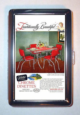 CHROME DINETTE 1950 KITCHEN RETRO AD Cigarette Case, ID Wallet USA 