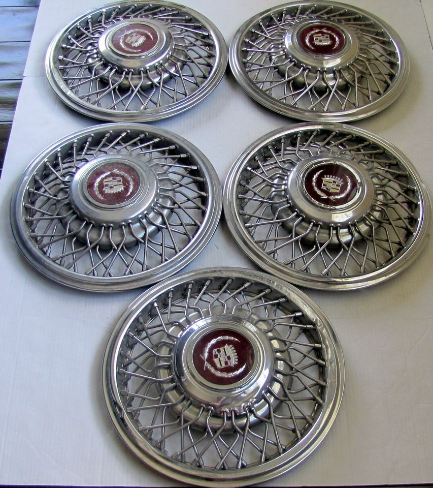 Five Vintage 1987 Cadillac Eldorado Hub Caps Wire Wheels Spare Anti 