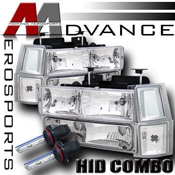 94 02 Chevy C10 C/K 1500 2500 3500 Truck Euro Headlights+Bumper+Corner 