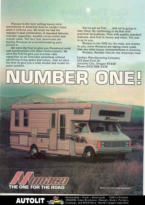 1980 Caribou Monaco Motorhome RV Dodge Ad