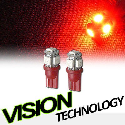 2pc Super Red T10 Wedge 5x 5050 SMD LED Car Stop/Brake/Reverse/Backup 