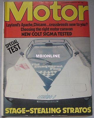 Motor 19/3/1977 featuring Lancia Stratos, Porsche 928, Colt Sigma