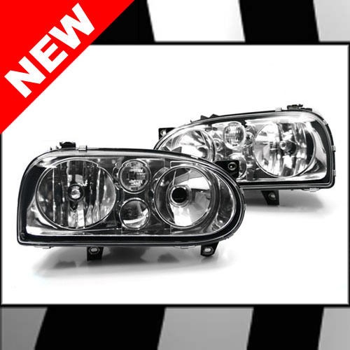 93 99 VW GOLF/GTI MK3 E CODE CHROME HEADLIGHTS W/ GLASS LENSES   MK4 