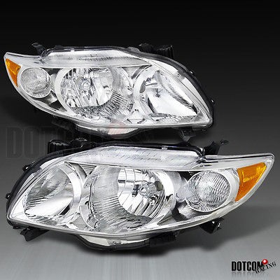  TOYOTA COROLLA CHROME HEADLIGHTS CLEAR HEAD LAMPS (Fits 2009 Toyota 