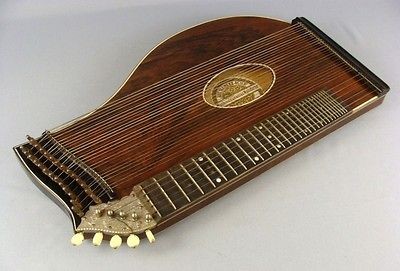 19c. ANTIQUE GERMAN WOOD BONE MOTHER OF PEARL MUSICAL STRING CONCERT 