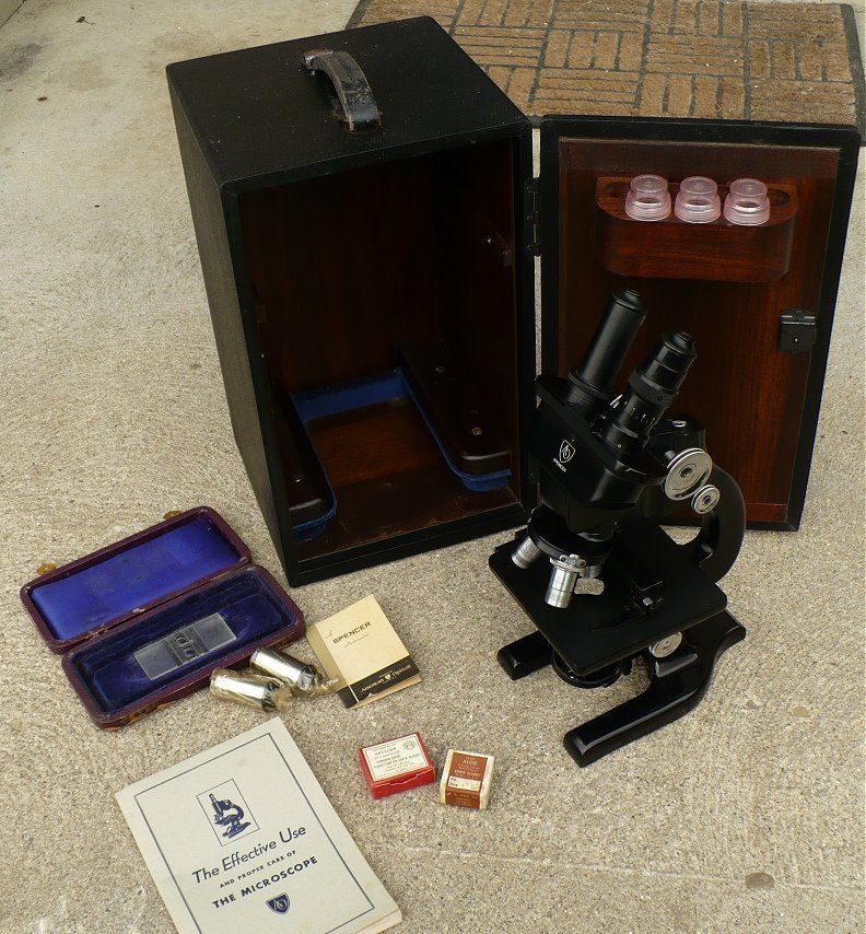 Vintage Brass Stereo Microscope in case