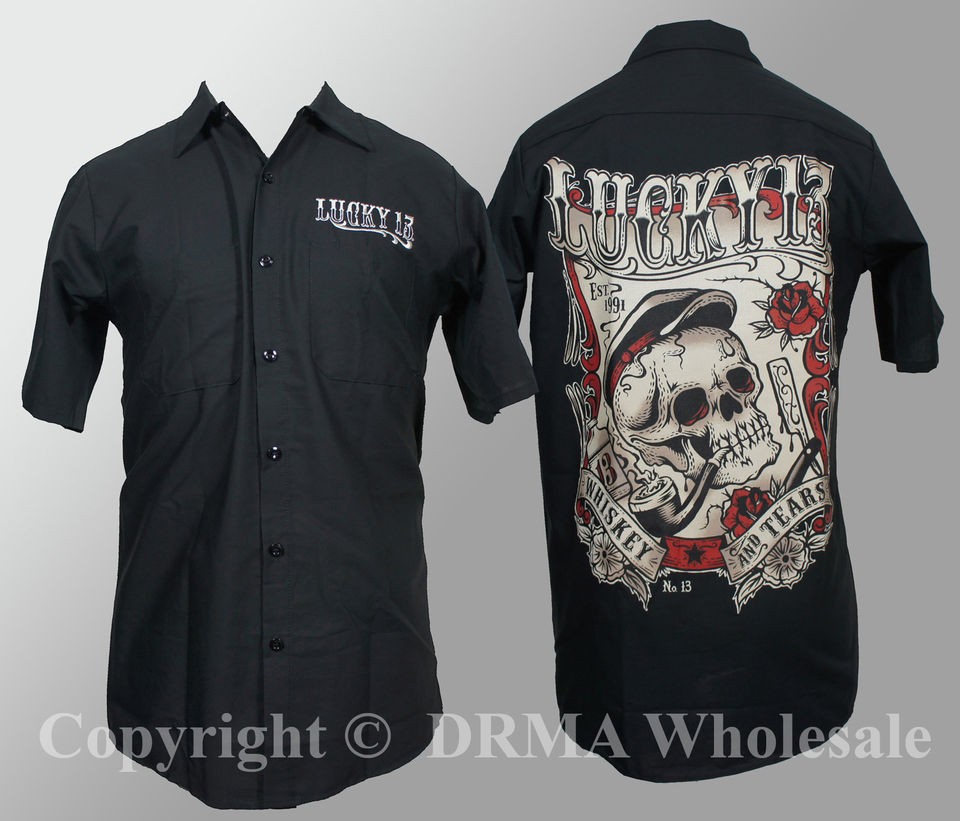 Authentic LUCKY 13 WorkShirt Whiskey & Tears M L XL XXL 3XL NEW Biker 