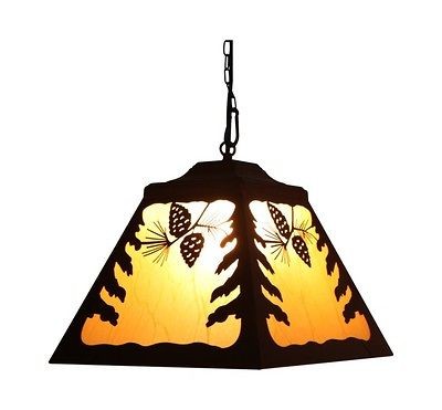 Pinecone laser cut Tin Pendant Lamp Rustic Chandelier Cabin Decor Deer 