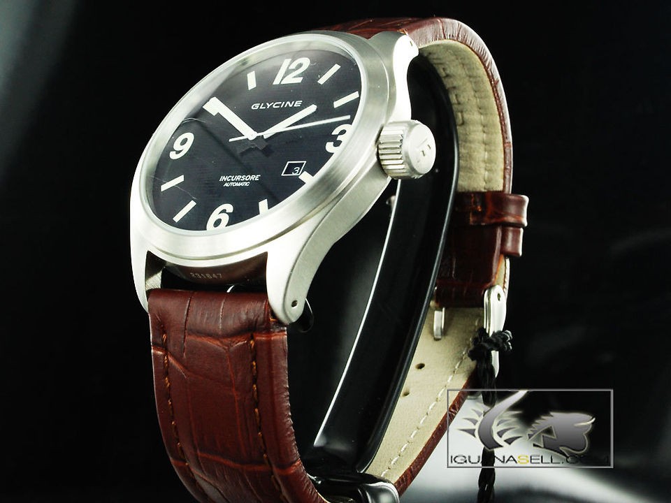 Glycine Watch Incursore III 44mm Automatic   Shiny Leather