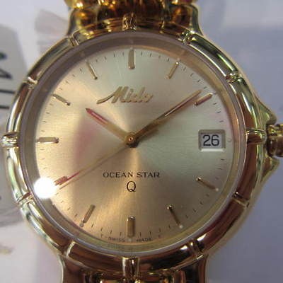 MIDO OCEAN STAR MENS WATCH QUARTZ ALL STAINLESS S GOLD ORIGINAL 