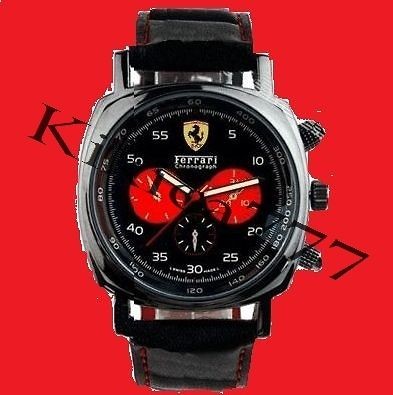   RED FERRARI FASHION LEATHER MEN LUXURY FORMULA F1 CAR WRIST WATCH