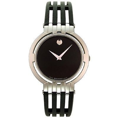 New Mens Movado Esperanza Black Dial Stainless Steel Watch 0605285