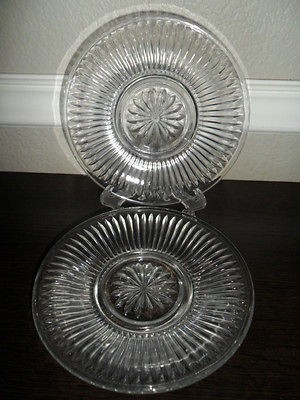 KIG MALAYSIA SUNBURST DESIGN SET OF 3 CLEAR GLASS SALAD PLATES