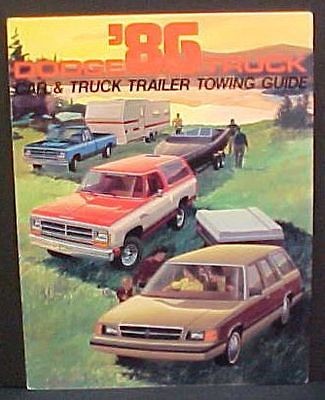 1986 Dodge Truck Car Trailer Towing Guide vintage paper information 