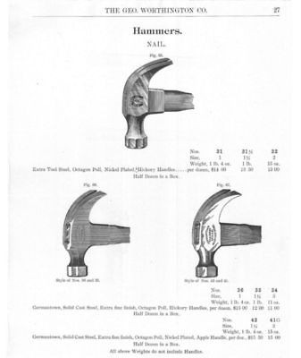 1902 Germantown & Atha Claw Hammers Antique Catalog Ad