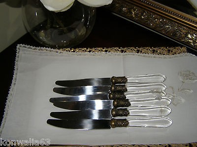 VINTAGE,KNIVES WITH CLEAR,LUCITE HANDLES  SET OF 6