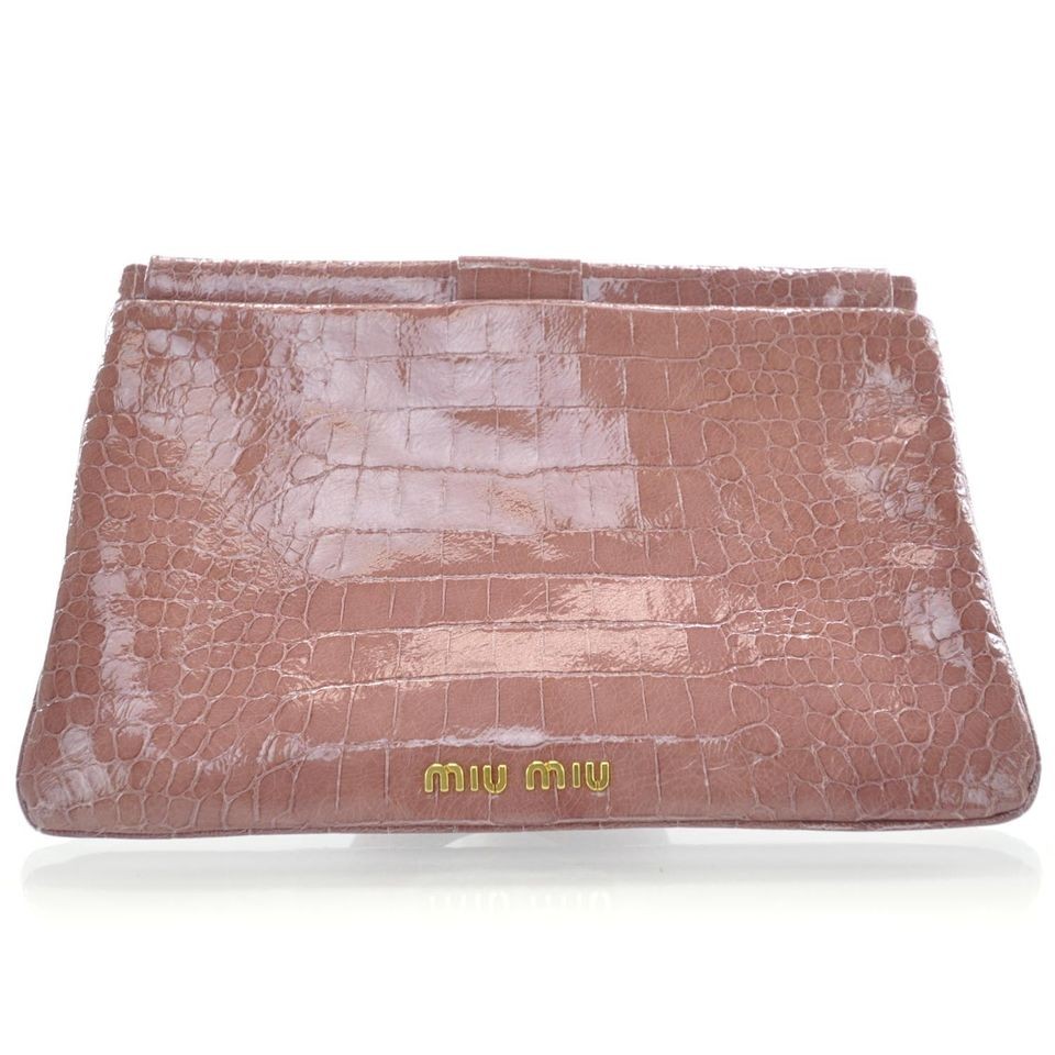 MIU MIU Croc Embossed Leather St Cocco Clutch Bag Purse