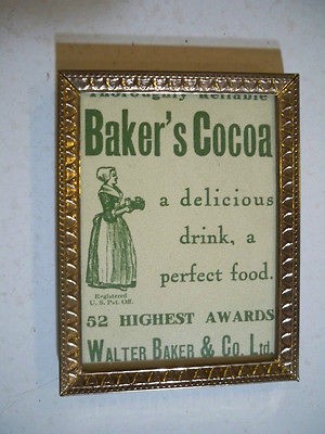 Bakers Cocoa ad 1910 in frame 4 3/8 x 3 3/8