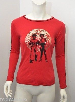 Vintage Womens HYSTERIC GLAMOUR Red Longsleeve Crewneck Graphics Shirt 