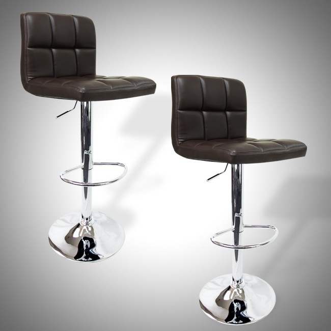   Bar Stools Brown Elegant PU Leather Modern Adjustable Hydraulic Coffee