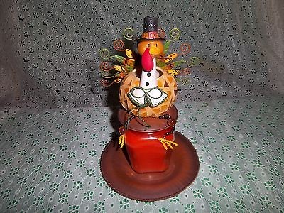   Interiors #12976 Thanksgiving Turkey Candle Cover Shade & Plate NIB