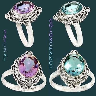 62cts ESTATE COLOR CHANGE BLUE ALEXANDRITE 925 STERLING SILVER RING 