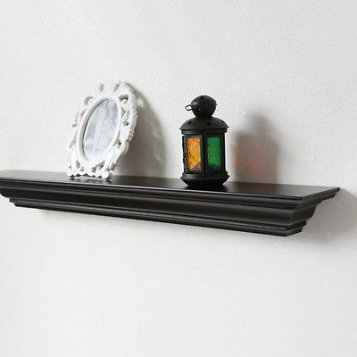 36 L x 5 1/4 W x 3 1/4 H inch Black Wall Mounted Fireplace Mantel Wall 