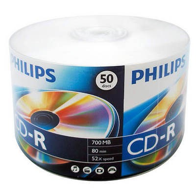 50 PHILIPS Logo 52X CD R CDR Blank Disc Recordable Media 80Min 700MB