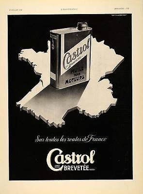   Ad Vintage Castrol Motor Oil Can Huile Car   ORIGINAL ADVERTISING