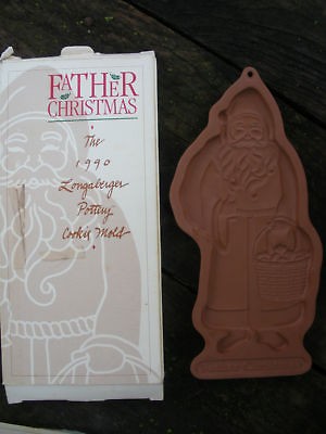 Longaberger 1990 Pottery Cookie Mold  Father Christmas