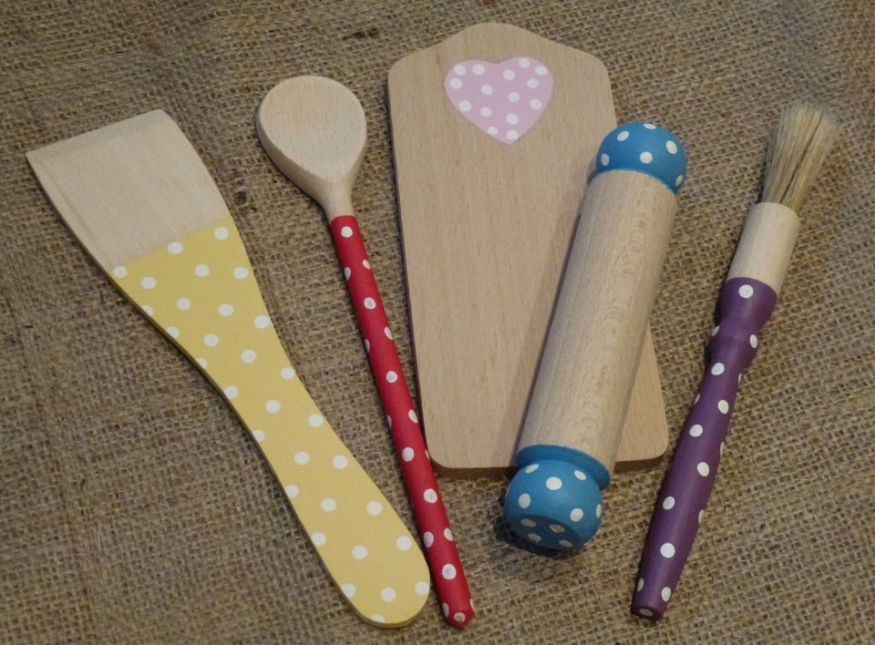 Hand painted Shabby Chic Spotty Polka Dot Kids Childrens Mini Baking 