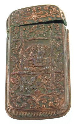 ANTIQUE GEORGIAN COPPER 1840 ~ LADY MAN GAZEBO ~ VESTA CASE MATCH 