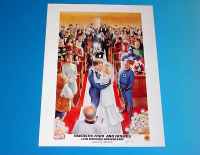 FANTASTIC FOUR Wedding Anniversary Lithograph Signed by Artist ALEX 