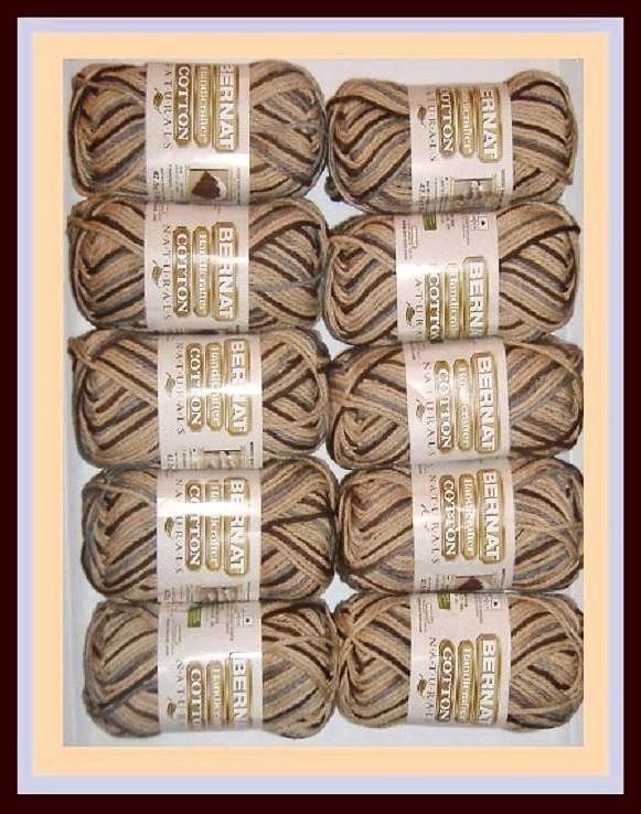 10 Skeins BERNAT Premium COTTON Knitting~Croch​et~Craft Yarn~EARTH 