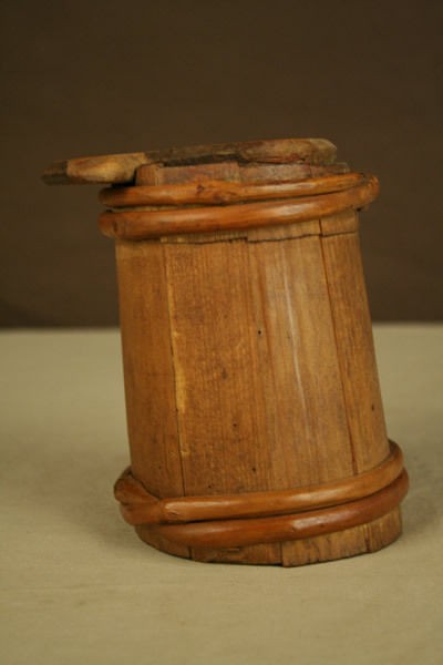 Primitive wooden Cottage Cheese Lidded Tankard