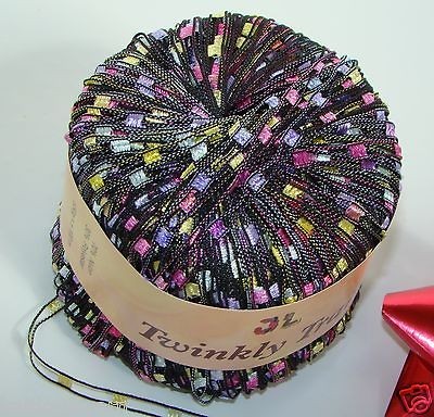 Lot of 3 balls TWINKLY TRAIL ladder trellis yarn #27 Pansy Yellow pink 