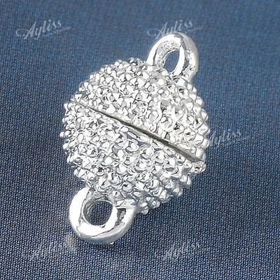 5Pc 8mm Round Ball Magnetic Clasp Finding Beads Jewelry Making Silver 