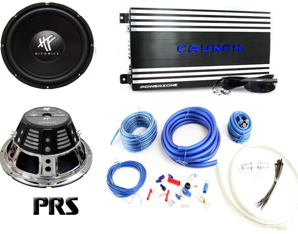   HFX 12D4 Sub Woofers W/ CRUNCH P1100.2 AMPLIFIER / AMP & POWER KIT