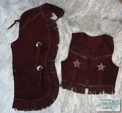   Childrens Chaps & Vest Set Great Halloween Cowboy Costume NEW