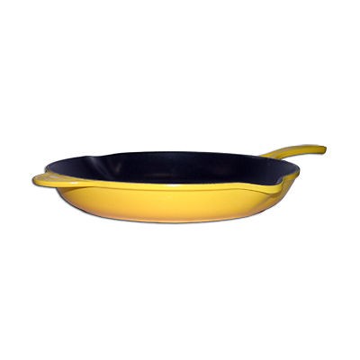 NEW Le Creuset Cast Iron 11 3/4 Yellow Skillet L2024 Iron Handle 
