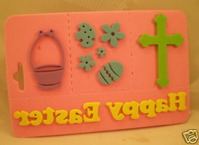   Foam Stamps Happy Easter Egg Basket Cross Set Sunday School Craft