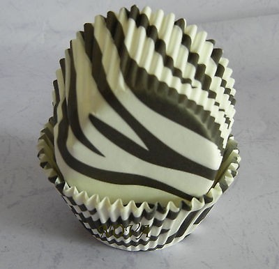   and white zebra cupcake liners bake paper cup muffin cases 50x33mm